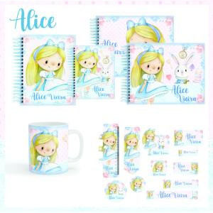 Etiqueta Escolar - Alice Papel Adesivo brilho Variados 4x0   Frete fixo de R$10,00