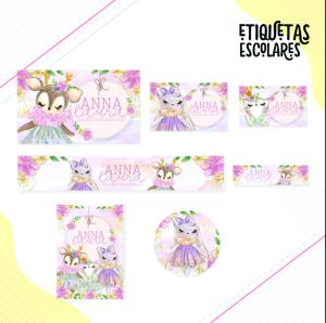 Etiqueta Escolar - Animais Papel Adesivo brilho Variados 4x0   Frete fixo de R$10,00